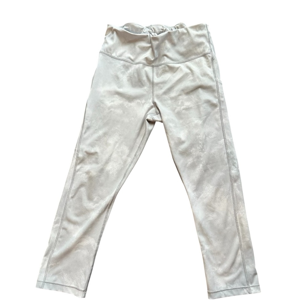 Athleta Ultimate Stash Pocket Printed Capri Leggings White/Gray Size LT
